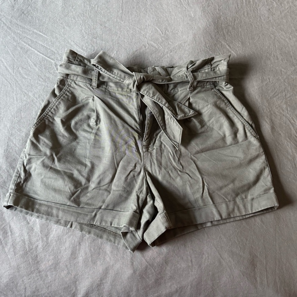 Loft Women's Olive Green Paper Bag Shorts